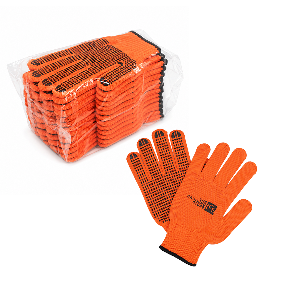 Orange Nylon PVC Dotted Gloves
