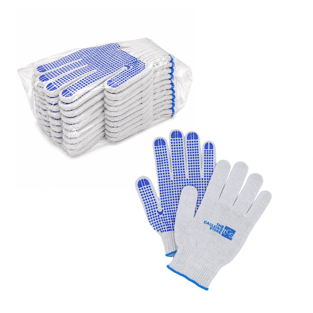 Natural White Single-Sided Blue Dotted Glue Gloves